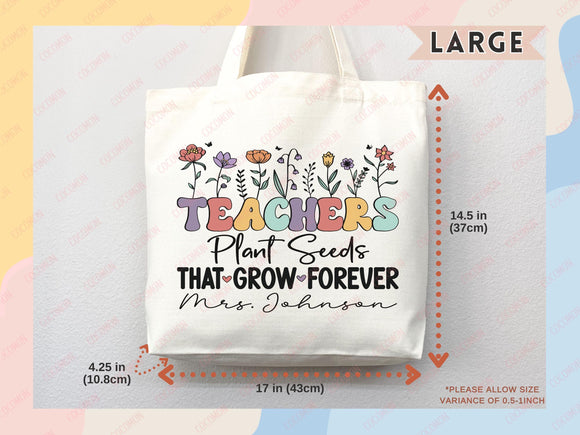 Teacher Appreciation Bag Gift Tote Bag Canvas Custom Teacher Gift Personalized School Bag Gifted Teacher Tote Reusable Bag School Campus Bag