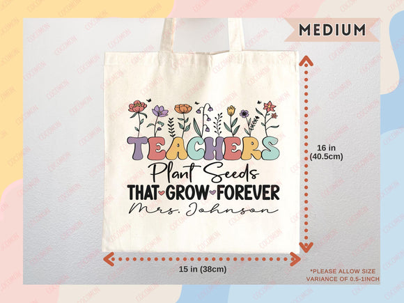 Teacher Appreciation Bag Gift Tote Bag Canvas Custom Teacher Gift Personalized School Bag Gifted Teacher Tote Reusable Bag School Campus Bag