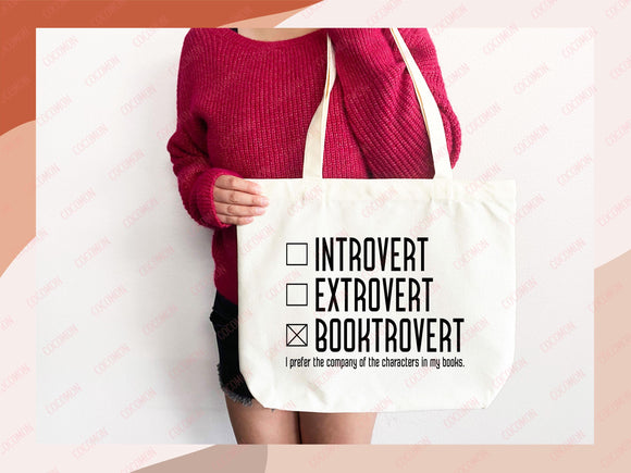 Book Lovers Tote Booktrovert Tote Bag Gift for Book Lover Bookworms Gift For Teachers Readers' Tote Shopper Library Bag School aesthetic bag