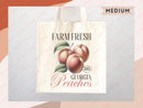 Peaches Canvas Tote Bag Farmers Market Tote Bag Gift Tote Shopper Bag Everyday Tote Eco Friendly Tote Reusable Grocery Bag Cute Summer Bag