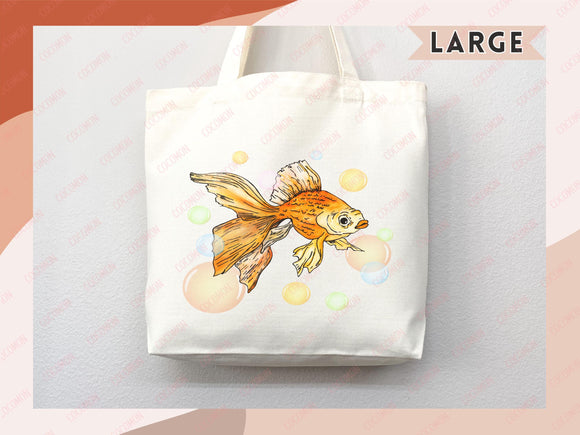Goldfish Canvas Tote Bag Goldfish Lover Gift Tote Bag Everyday Tote Eco Friendly Aesthetic Tote Shopper Reusable Grocery Bag Cute Bag Animal