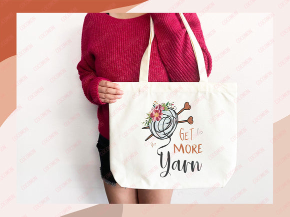 Knitting Lover Canvas Tote Bag Funny Knitting Bag Knit Everyday Tote Eco Friendly Gift Tote Shopper Reusable Grocery Bag Cute Aesthetic Bag