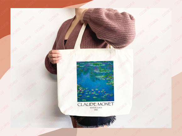 Monet Tote Bag Artsy Bag Monet Shoulder Bag Monet Gift School Tote Bag Eco Friendly Aesthetic Tote Shopper Reusable Grocery Bag Gift for Her