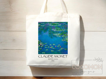 Monet Tote Bag Artsy Bag Monet Shoulder Bag Monet Gift School Tote Bag Eco Friendly Aesthetic Tote Shopper Reusable Grocery Bag Gift for Her