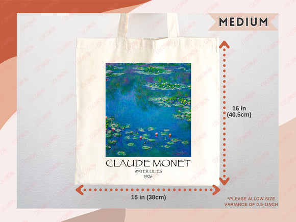 Monet Tote Bag Artsy Bag Monet Shoulder Bag Monet Gift School Tote Bag Eco Friendly Aesthetic Tote Shopper Reusable Grocery Bag Gift for Her