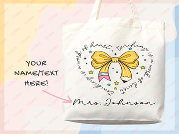 Teacher Appreciation Bag Gift Tote Bag Canvas Custom Teacher Gift Personalized School Bag Gifted Teacher Tote Reusable Bag School Campus Bag