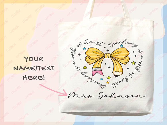 Teacher Appreciation Bag Gift Tote Bag Canvas Custom Teacher Gift Personalized School Bag Gifted Teacher Tote Reusable Bag School Campus Bag