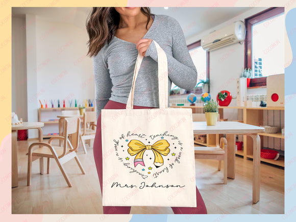 Teacher Appreciation Bag Gift Tote Bag Canvas Custom Teacher Gift Personalized School Bag Gifted Teacher Tote Reusable Bag School Campus Bag
