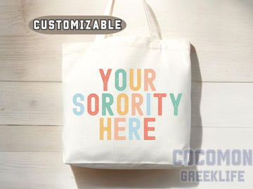 Custom Sorority Tote Bag Gift Rush Initiation Bid Day Big Little Gift Custom Name Sorority Gift College Tote Bag Personalized Gift For Her