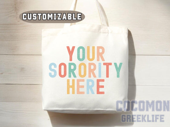 Custom Sorority Tote Bag Gift Rush Initiation Bid Day Big Little Gift Custom Name Sorority Gift College Tote Bag Personalized Gift For Her