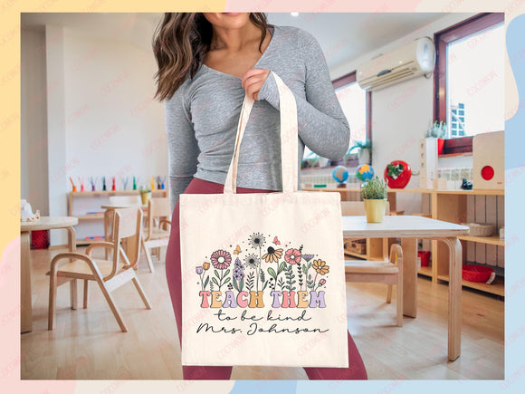 Teacher Appreciation Bag Gift Tote Bag Canvas Custom Teacher Gift Personalized School Bag Gifted Teacher Tote Reusable Bag School Campus Bag