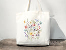 Floral Tote Bag flower tote canvas wildflower bag eco friendly bag aesthetic tote bag reusable bag gift for plant lover tote flower bag cute