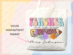 Teacher Appreciation Bag Gift Tote Bag Canvas Custom Teacher Gift Personalized School Bag Gifted Teacher Tote Reusable Bag School Campus Bag