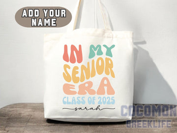 Custom Name Senior Tote Bag High School University Gift Graduation Bag for Her Personalized College Tote Campus School Bag Customized Gift