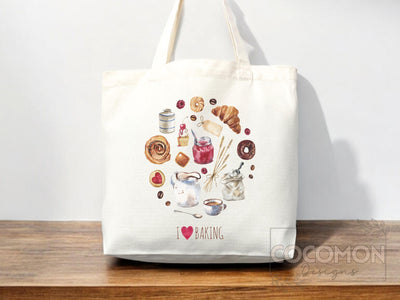 Baking Lover Canvas Tote Bag Funny Baker Gift Tote Bag Everyday Tote Eco Friendly Gift Tote Shopper Reusable Grocery Bag Cute Aesthetic Bag