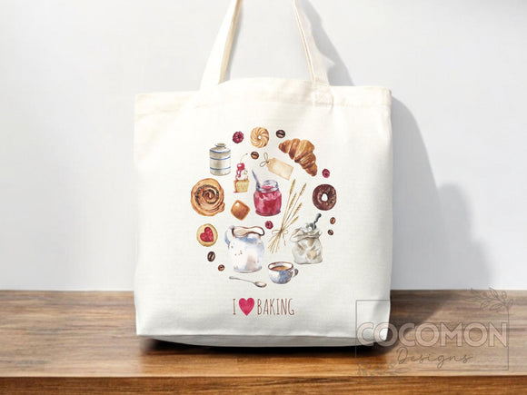 Baking Lover Canvas Tote Bag Funny Baker Gift Tote Bag Everyday Tote Eco Friendly Gift Tote Shopper Reusable Grocery Bag Cute Aesthetic Bag