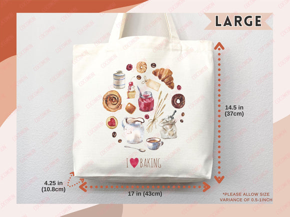 Baking Lover Canvas Tote Bag Funny Baker Gift Tote Bag Everyday Tote Eco Friendly Gift Tote Shopper Reusable Grocery Bag Cute Aesthetic Bag