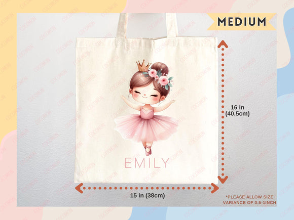 Personalized Name Tote Bag Ballerina Ballet Gift Daycare Diaper Bag Custom Tote Customized Name Back to School Bag for Kids Bag Kindergarten