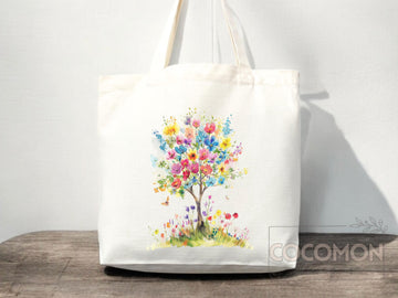 Floral Tote Bag flower tote canvas wildflower bag eco friendly bag aesthetic tote bag reusable bag gift for plant lover tote flower bag cute