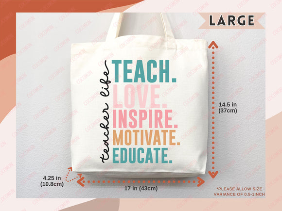 Teacher Appreciation Gift Tote Bag Canvas Custom Teacher Gift Personalized School Bag Gifted Teacher Tote Reusable Bag School Campus Bag