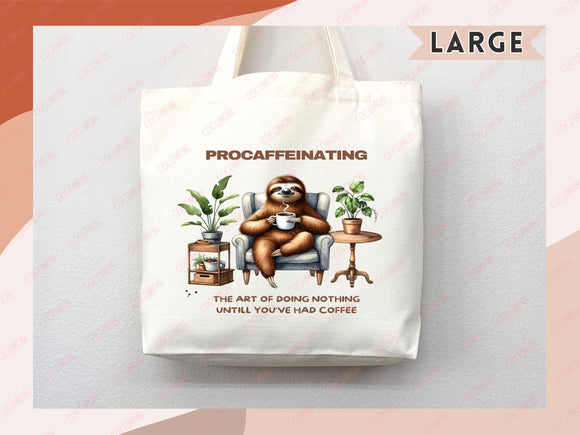Sloth Canvas Tote Bag Funny Sloth Lover Gift Tote Bag Everyday Tote Eco Friendly Gift Tote Shopper Bag Reusable Grocery Bag Cute Bag Animal