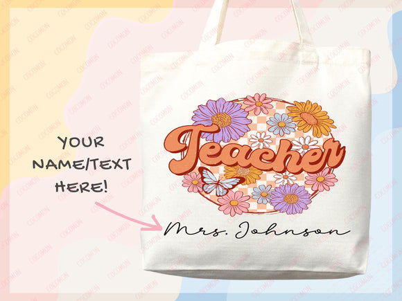 Teacher Appreciation Bag Gift Tote Bag Canvas Custom Teacher Gift Personalized School Bag Gifted Teacher Tote Reusable Bag School Campus Bag