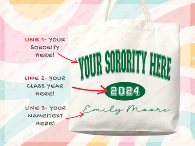 Arched Varsity Sorority Tote Bag with Year, photo 2