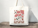 Floral Tote Bag flower tote canvas wildflower bag eco friendly bag aesthetic tote bag reusable bag gift for plant lover tote flower bag cute