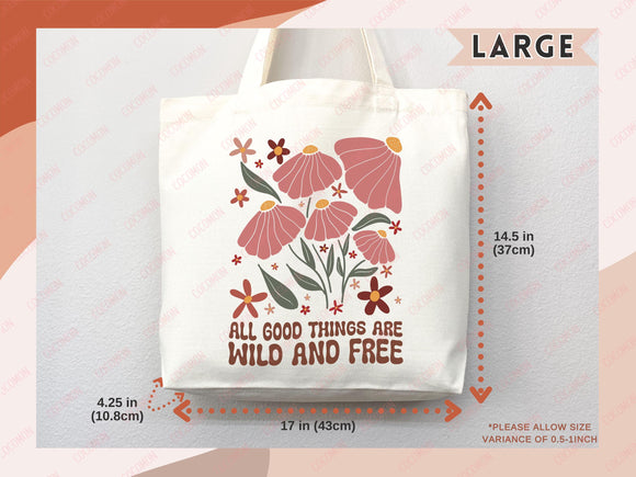 Floral Tote Bag flower tote canvas wildflower bag eco friendly bag aesthetic tote bag reusable bag gift for plant lover tote flower bag cute