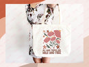 Floral Tote Bag flower tote canvas wildflower bag eco friendly bag aesthetic tote bag reusable bag gift for plant lover tote flower bag cute