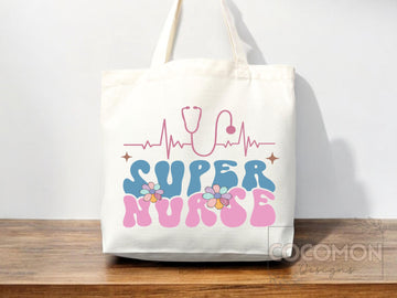 Nurse Canvas Tote Bag Nursing Bag Registered Nurse Gift for Her Women Bag Everyday Tote Eco Friendly Gift Tote Shopper Reusable Grocery Bag