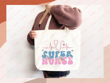 Nurse Canvas Tote Bag Nursing Bag Registered Nurse Gift for Her Women Bag Everyday Tote Eco Friendly Gift Tote Shopper Reusable Grocery Bag