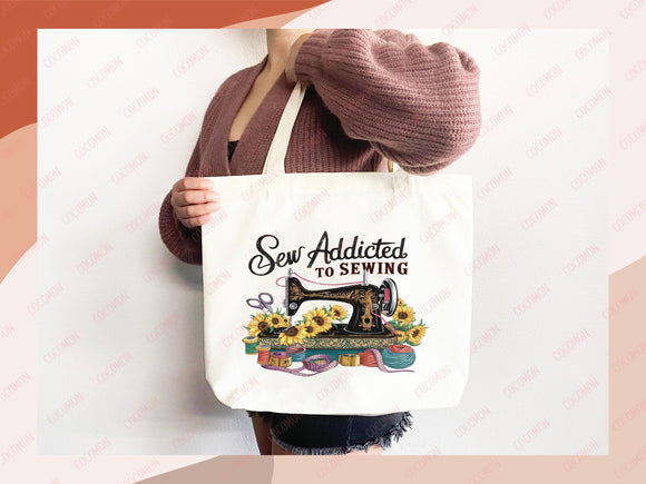 Sewing Lover Canvas Tote Bag Funny Gift Sewing Bag Knit Everyday Tote Eco Friendly Gift Tote Shopper Reusable Grocery Bag Cute Aesthetic Bag