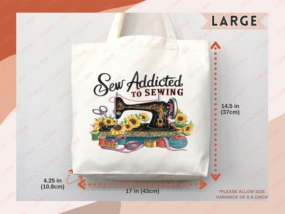 Sewing Lover Canvas Tote Bag Funny Gift Sewing Bag Knit Everyday Tote Eco Friendly Gift Tote Shopper Reusable Grocery Bag Cute Aesthetic Bag