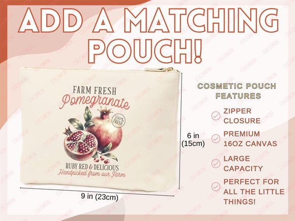 Pomegranate Canvas Tote Bag Farmers Market Tote Bag Gift Tote Shopper Bag Everyday Tote Eco Friendly Tote Reusable Grocery Bag Summer Bag