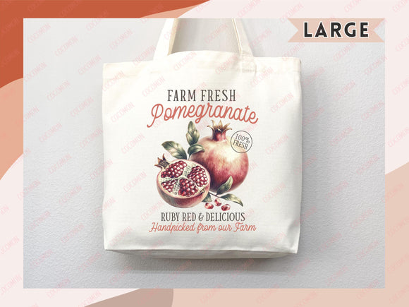 Pomegranate Canvas Tote Bag Farmers Market Tote Bag Gift Tote Shopper Bag Everyday Tote Eco Friendly Tote Reusable Grocery Bag Summer Bag