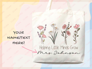 Teacher Appreciation Gift Tote Bag Canvas Custom Teacher Gift Personalized School Bag Gifted Teacher Tote Reusable Bag School Campus Bag