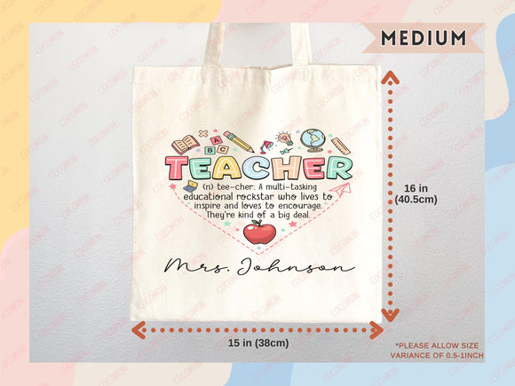 Teacher Appreciation Gift Tote Bag Canvas Custom Teacher Gift Personalized School Bag Gifted Teacher Tote Reusable Bag School Campus Bag