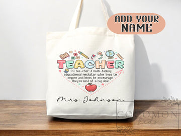 Teacher Appreciation Gift Tote Bag Canvas Custom Teacher Gift Personalized School Bag Gifted Teacher Tote Reusable Bag School Campus Bag