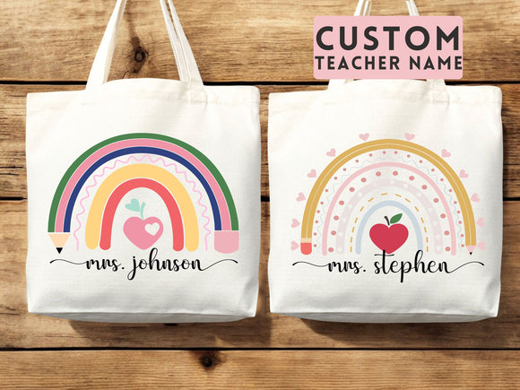 Teacher Appreciation Gift Tote Bag Canvas Custom Teacher Gift Personalized School Bag Gifted Teacher Tote Reusable Bag School Campus Bag