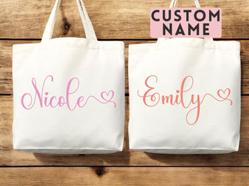 Personalized Name Bag Custom Name Tote Bag Custom Gift Bridesmaids Bag Gift Tote Shopper Women Bag Customized Name Personalized Gift For Her