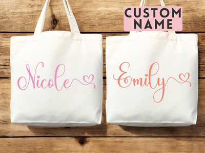 Personalized Name Bag Custom Name Tote Bag Custom Gift Bridesmaids Bag Gift Tote Shopper Women Bag Customized Name Personalized Gift For Her