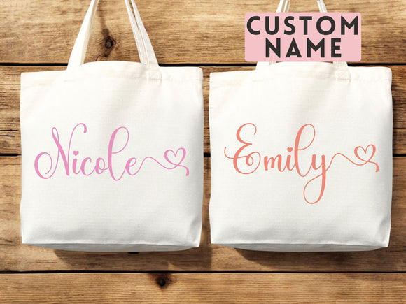 Personalized Name Bag Custom Name Tote Bag Custom Gift Bridesmaids Bag Gift Tote Shopper Women Bag Customized Name Personalized Gift For Her