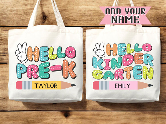 Custom Name Tote Bag Kids Library Bag Book Bag Gift for Kids Daycare Diaper Bag Personalized Name Back to School Bag for Kids Kindergarten