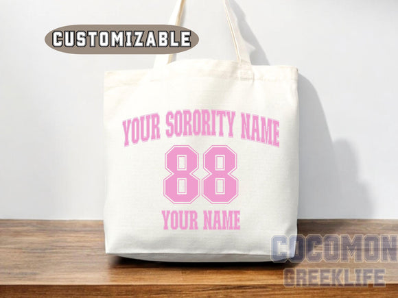 Custom Sorority Tote Bag Gift Rush Initiation Bid Day Big Little Gift Custom Name Sorority Gift College Tote Bag Personalized Gift For Her