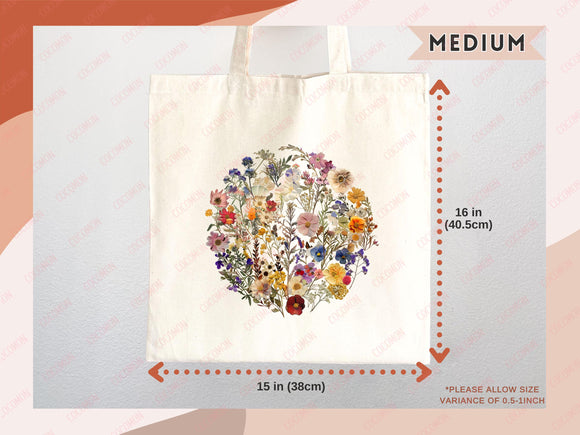 Floral Tote Bag flower tote canvas wildflower bag eco friendly bag aesthetic tote bag reusable bag gift for plant lover tote flower bag cute
