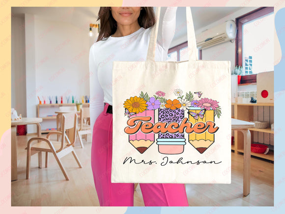 Teacher Appreciation Bag Gift Tote Bag Canvas Custom Teacher Gift Personalized School Bag Gifted Teacher Tote Reusable Bag School Campus Bag