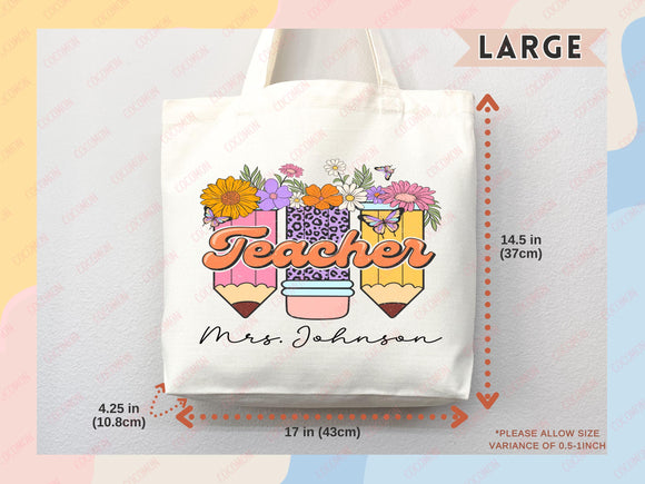 Teacher Appreciation Bag Gift Tote Bag Canvas Custom Teacher Gift Personalized School Bag Gifted Teacher Tote Reusable Bag School Campus Bag