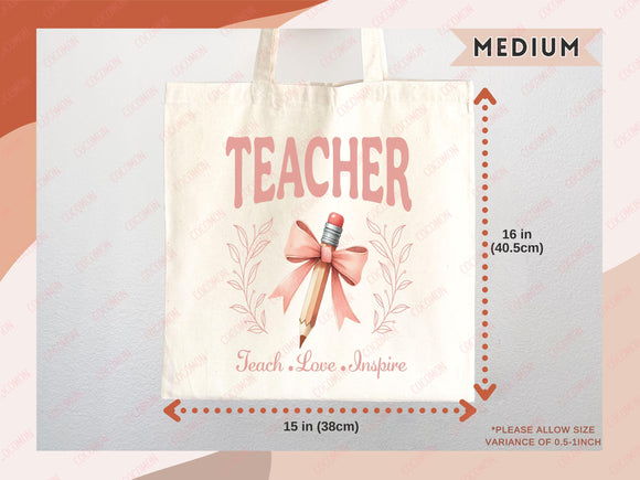 Teacher Appreciation Gift Tote Bag Canvas Custom Teacher Gift Personalized School Bag Gifted Teacher Tote Reusable Bag School Campus Bag