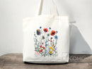 Floral Tote Bag flower tote canvas wildflower bag eco friendly bag aesthetic tote bag reusable bag gift for plant lover tote flower bag cute